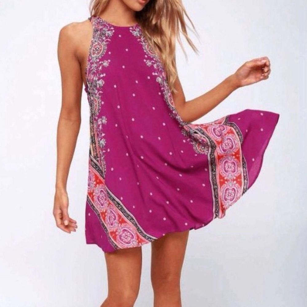 Free People Darjeeling Tunic Slip Dress Pink Floral Sz s